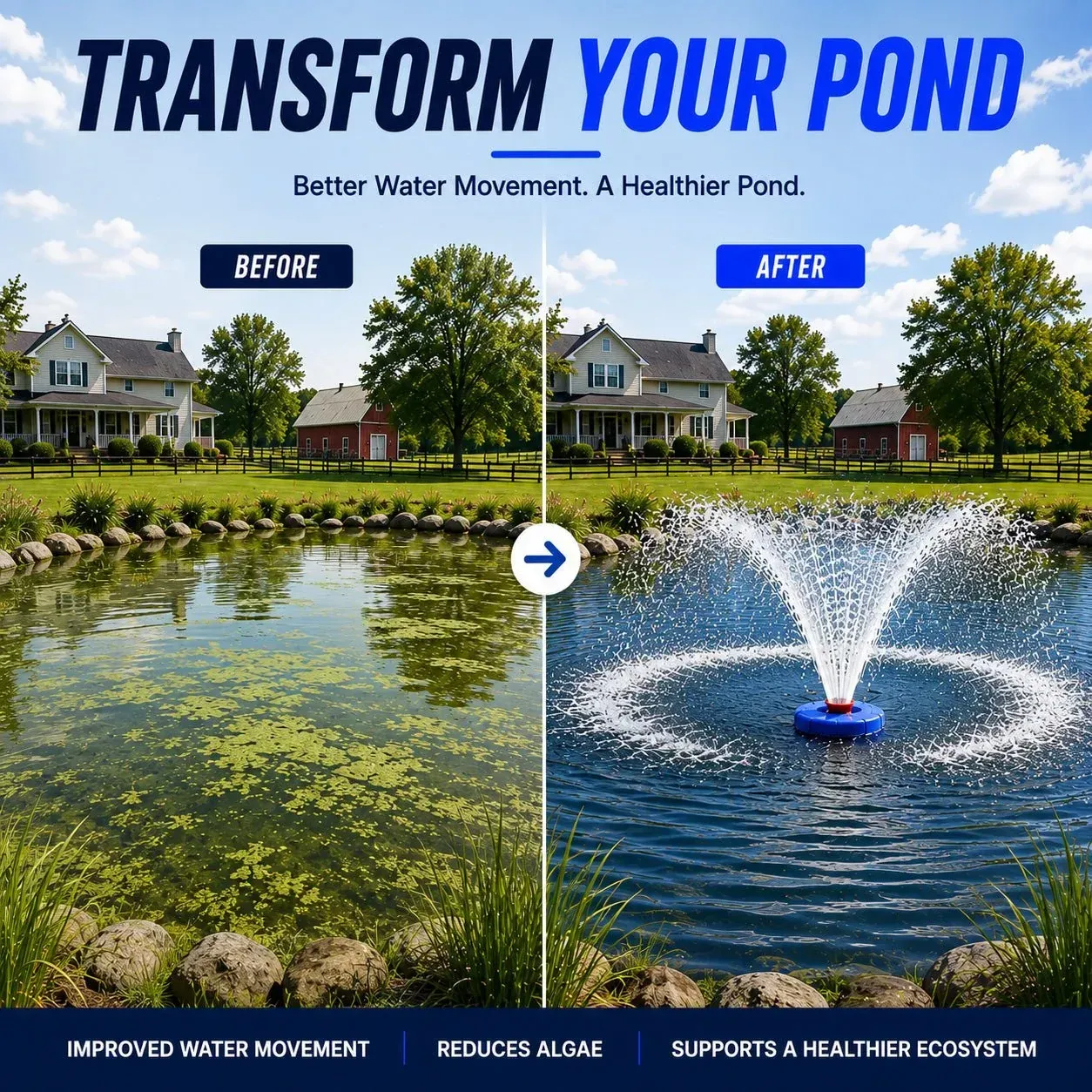 Mroace Fully Automatic Floating Fountain Aerator