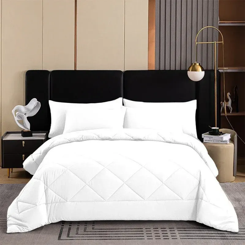 Brushed Microfiber Comforter Set: Diamond Quilting, Moisture-Wicking, All-Season, with 2 Pillowcases