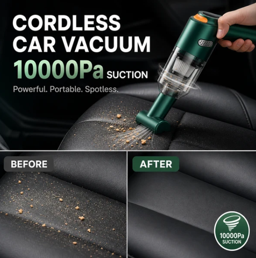 Cordless Car Vacuum – 10000Pa Suction & 4000mAh Battery