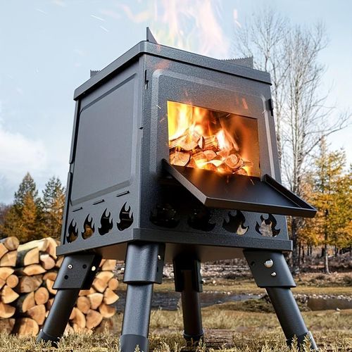 Portable Wood Burning Rocket Stove | 16 Vent Holes Efficient Burn | Outdoor Wood Stove | Foldable Camping Cooker