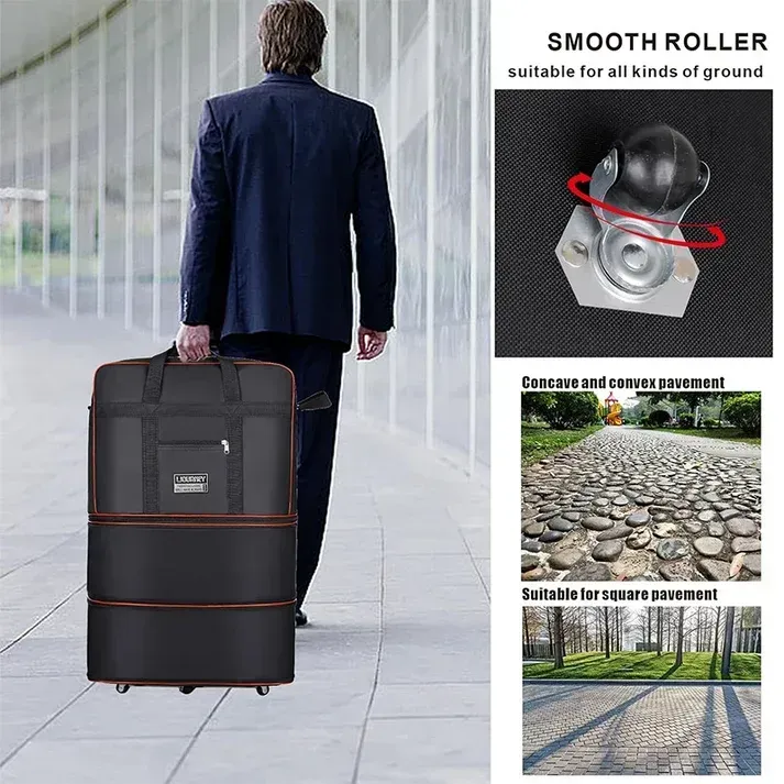 Meet all your travel storage needs！Large Capacity Expandable Travel Duffel Bag