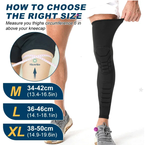 Knee & Leg Compression Sleeve Set - Padded Thigh Support for Basketball, Volleyball, Football
