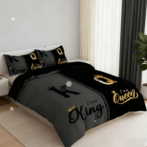 👑3-Piece King & Queen Couple's Cover Set