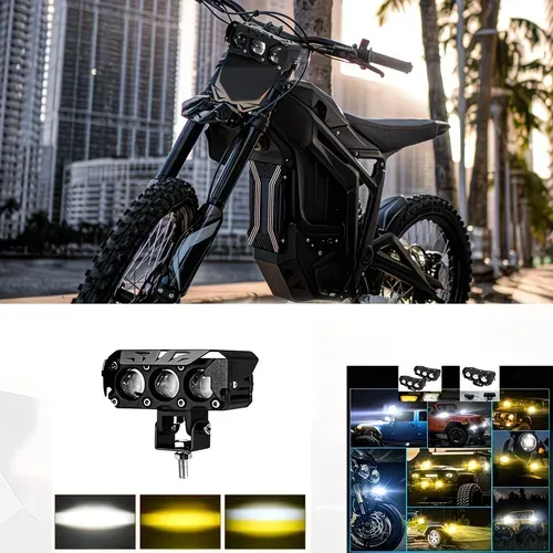 🔥🔥🏍️Lens spotlight car motorcycle lighting Automobile modification white&yellow dual color lamp（2PCS）