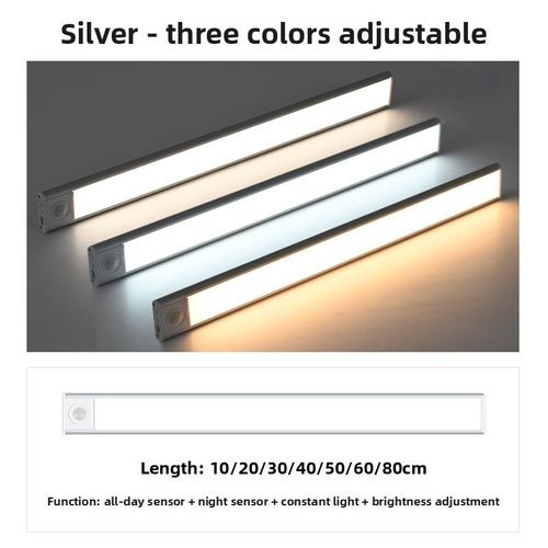 Ultra-Thin Rechargeable Smart LED Strip Self-Adhesive ABS Material Long-Lasting Human Body Sensor Lamp for Wardrobe Wine Cabinet