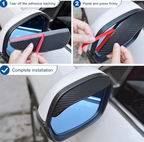 2pcs Carbon Fibre Rearview Mirror Rain Cover