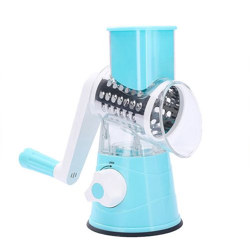 Multifunctional 3-in-1 Table Top Stainless Steel Manual Rotary Grater Mandoline Slicer Drum Cutter Easy Clean Hand Metal Cutting