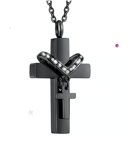 CROSS PENDANT FOR ASHES HOLY WATER