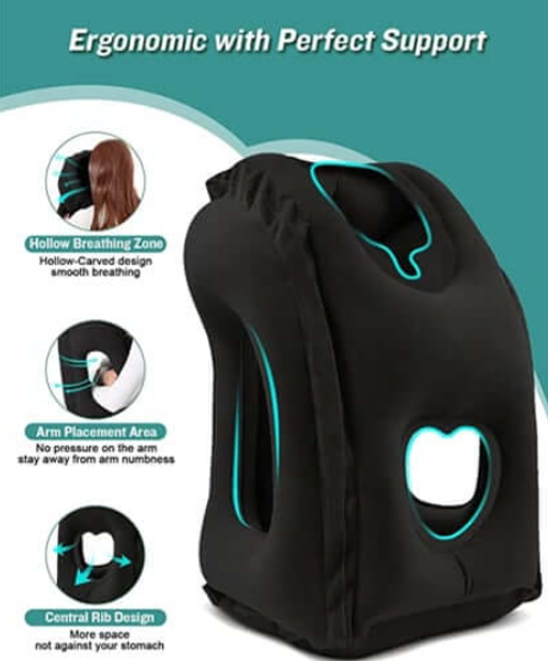 ✈️ LIMITED-TIME 50% OFF! 💨 Inflatable Travel Pillow | 360° Support – Soft Flocking, Quick Inflate, Compact