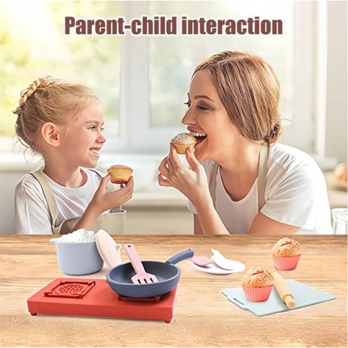 81pcs👶Children's pretend kitchen utensils set for cutting vegetables, cooking and preparing rice, small kitchen toys
