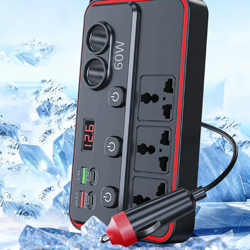 Multifunctional Car Charger with AC Outlets & USB