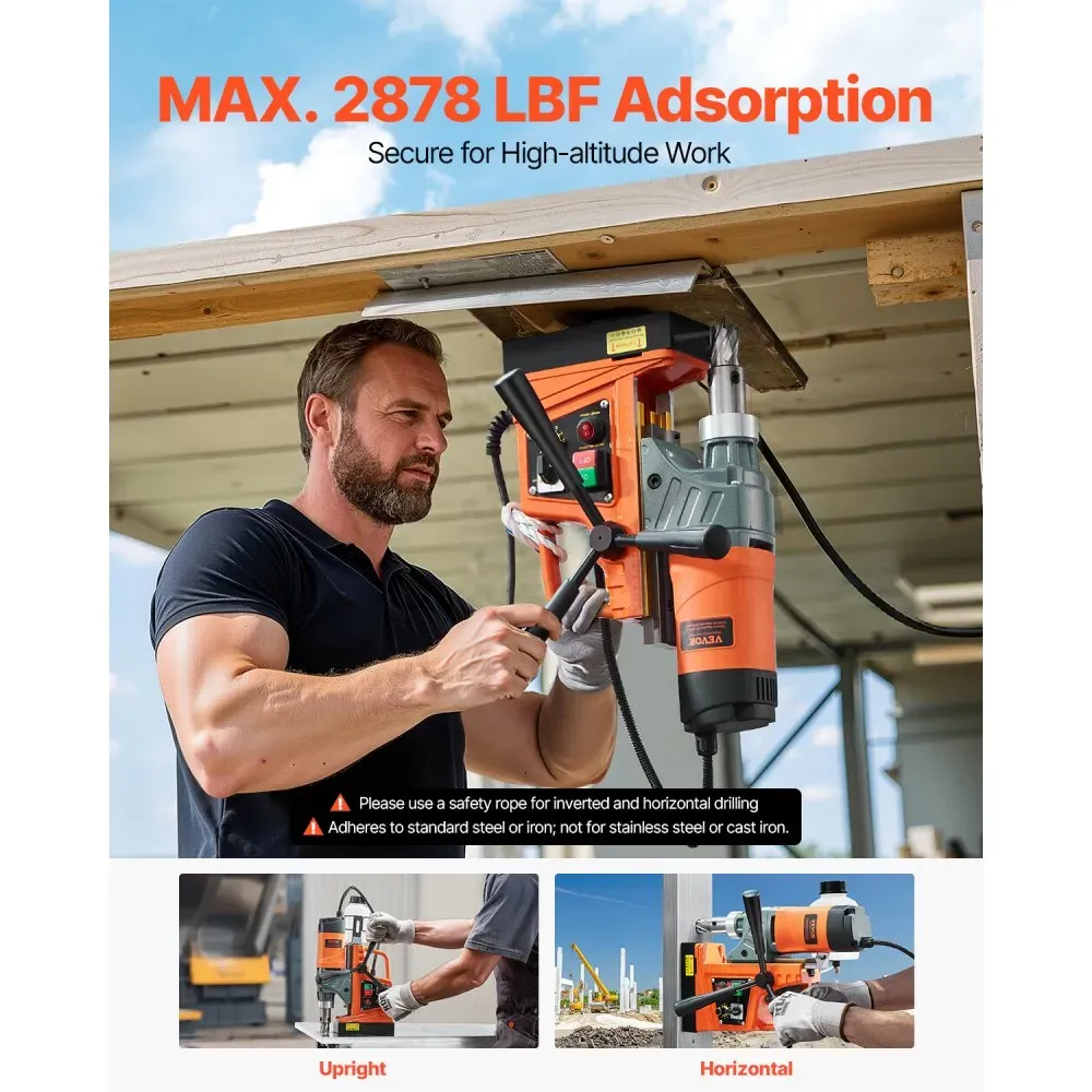 1450W Motor Magnetic Drill Portable Electric 1.6 Boring Diameter 2810 Lbf  11 Coring Bits 850 RPM Drill