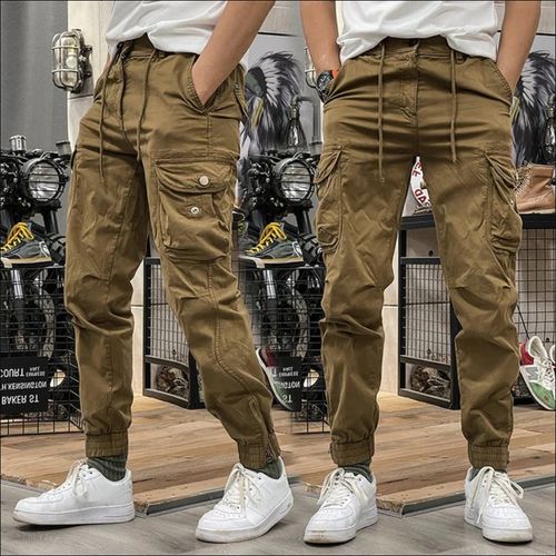 Men's Multi-Pockets Drawstring Elastic Waist Cargo Pants Regular