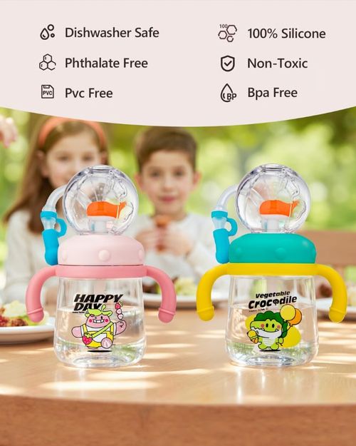 Drinking Cup With Whale Squirt, Weighted Sippy Cups With Adjustable Straps