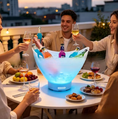 Ingot-shaped Bluetooth music ice bucket with large capacity and LED lighting