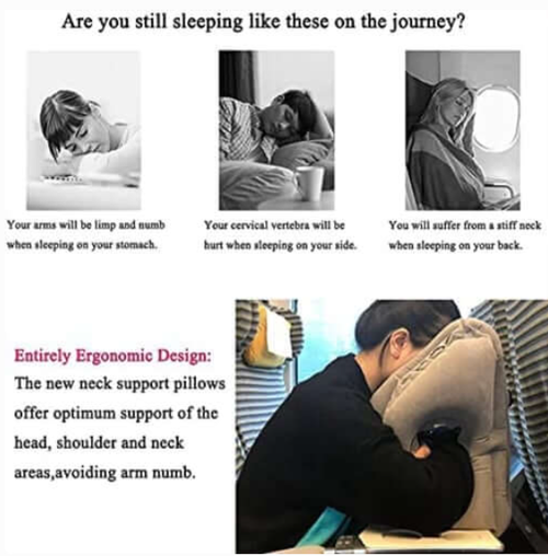 ✈️ LIMITED-TIME 50% OFF! 💨 Inflatable Travel Pillow | 360° Support – Soft Flocking, Quick Inflate, Compact