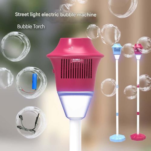 New automatic street lamp bubble blower, garden party festival supplies lamp, summer outdoor toy, electric bubble machine
