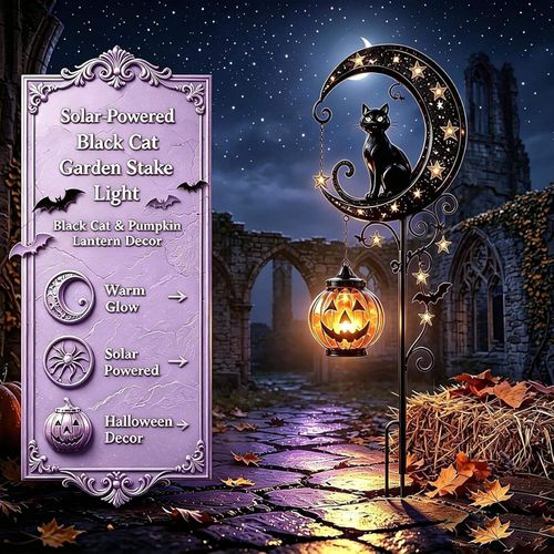 Solar-powered Halloween Pumpkin Moon Cat Ground Light