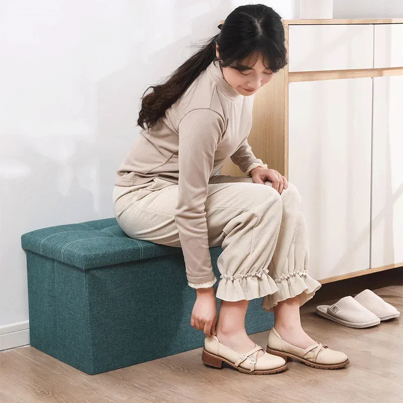 Large-capacity storage box,footstool, foldable entrance shoe-changing stool