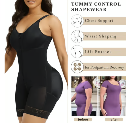 Shapewear, one-piece bodysuit with zipper, tight crotch, tummy control, butt lifting, body shaping, slimming and shaping