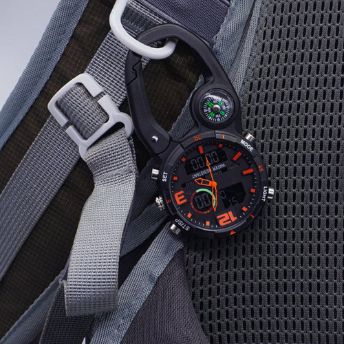 Round Screen Outdoor Carabiner Watch with Compass