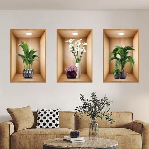 3D Plant Wall Stickers (Set of 3)