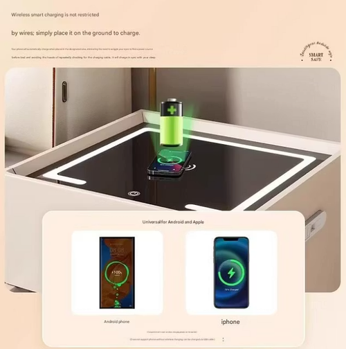 Smart bedside table with integrated safe