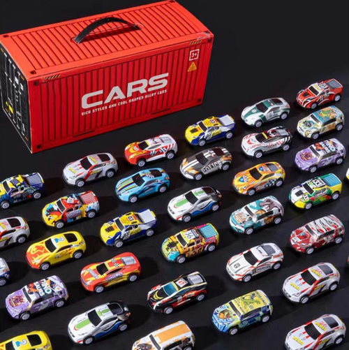 🎁48 Mini Pull-Back Cars with Built-In Garage Set