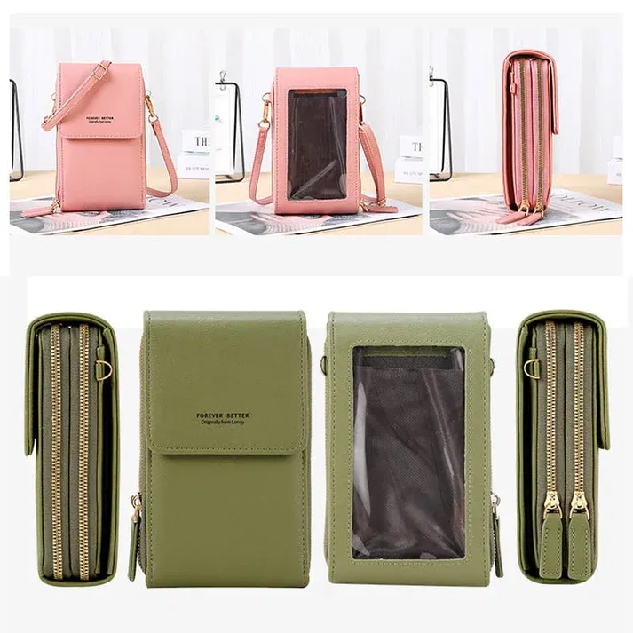 RFID Anti-Theft Phone Crossbody – Touchscreen & Multi-Compartment Design