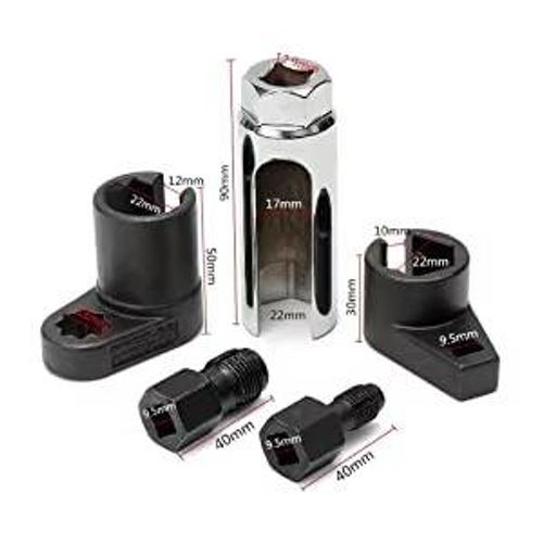 ⏳ Automotive O₂ Sensor Offset Socket & Thread Chaser 5-Piece Set – CR-V Steel, Side Cutout Design & Universal Fit for Fast, Safe Repairs! 🔧🚗