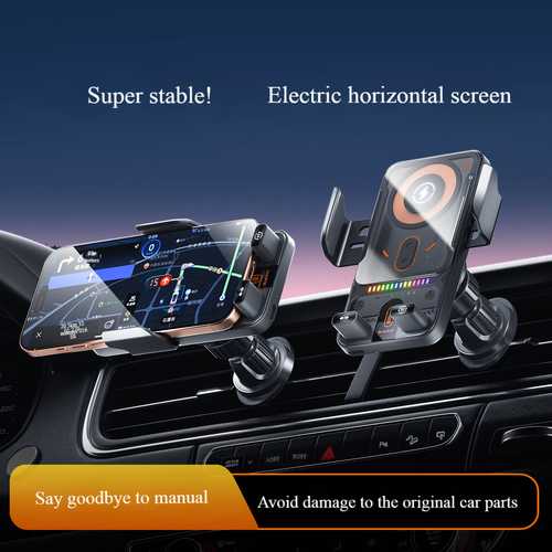 Car Phone Mount Infrared Electric Induction Wireless Charging Air Vent Navigation 360 Degree Rotation Adjustable Height