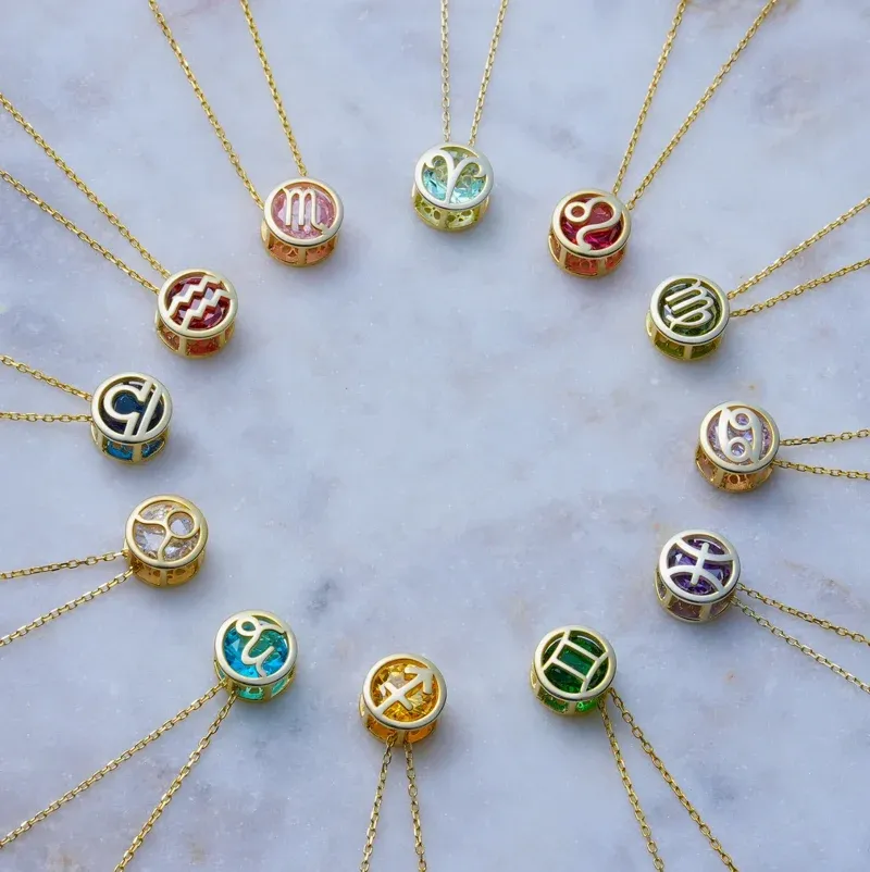 Gold-plated Brass Hollow constellation Pendant Women's constellation Pendant Necklace High Jewelry Necklace