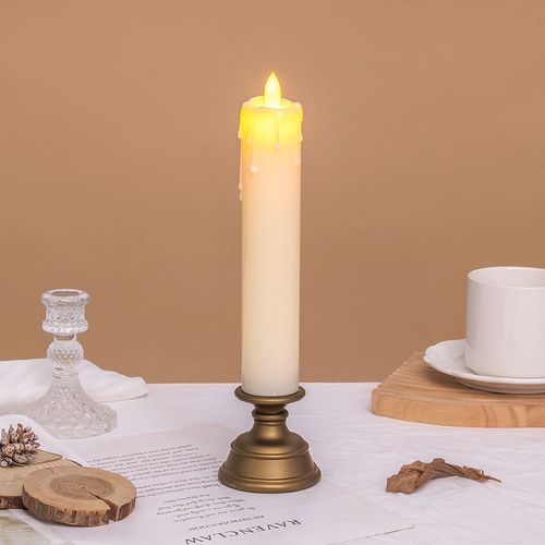 Realistic Flameless LED Flickering Candles RedWhite Plastic for Home Weddings Event Decoration Pillar Pattern for Diwali（2PCS）