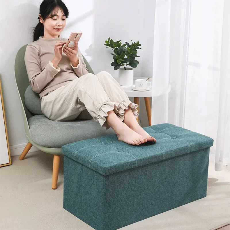 Large-capacity storage box,footstool, foldable entrance shoe-changing stool