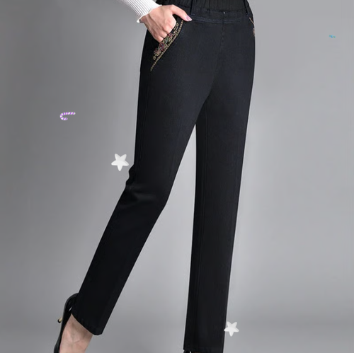 ⏳Women's Side-Pocket Full Elastic Waist Jeans