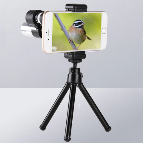 Corner binoculars (black metal model) + phone clip + tripod