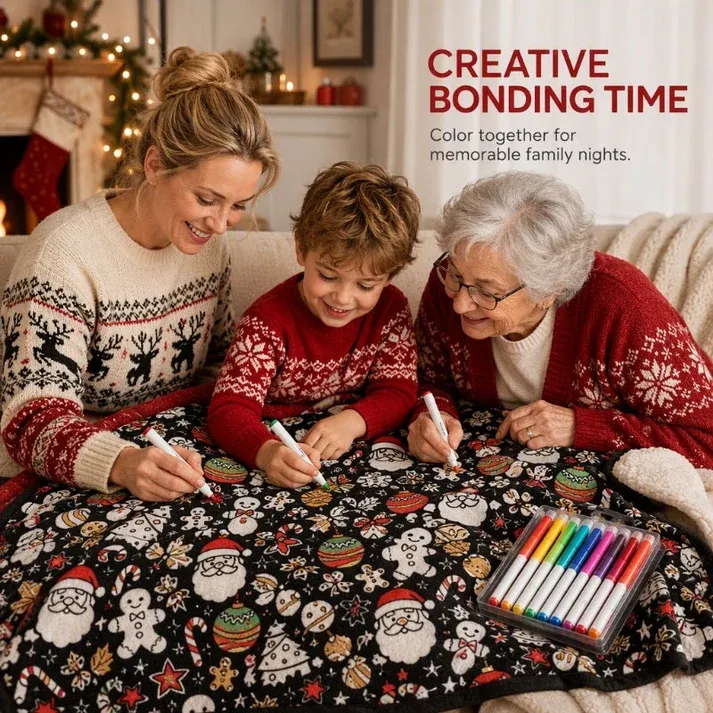 🎨Family DIY Coloring Blanket for All Ages🎁Perfect Gift For Family & Friends