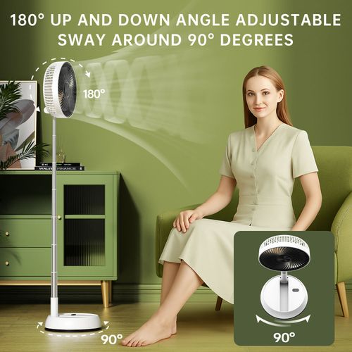 Portable Oscillating Standing Ventilation Fan Remote Control Foldable Design Rechargeable USB Battery Box Packaging Desk Fan for