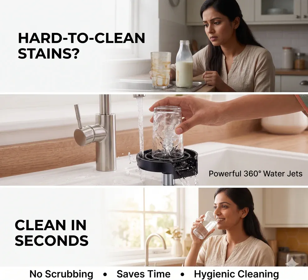 Automatic Cup Cleaner | High-Speed Water Jets | One-Tap Wash