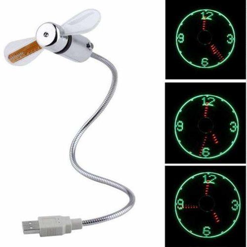 New USB Clock Fan with Real-Time Clock and Temperature Display Feature（2PCS）