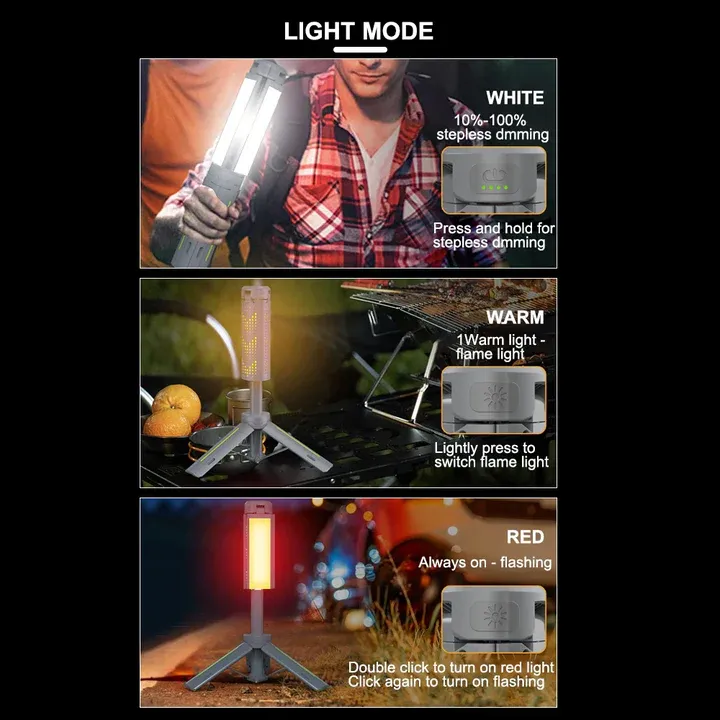 Retractable High Capacity Rechargeable Outdoor Camping Lamp