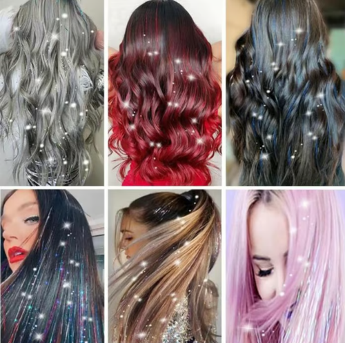 🔥12 PCS Clip in Hair Tinsel 20 Inch Glitter Tinsel Hair💥