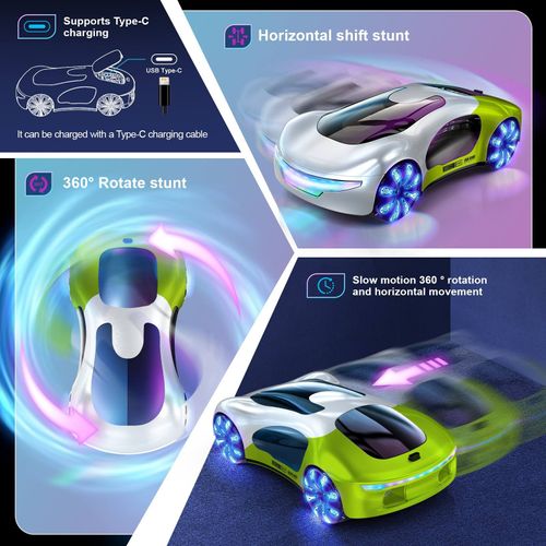 New Arrival EV New Energy Drift Remote Control Car Dual Spray Music Running Lights Stunt Car Gesture-Sensing 4-Channel