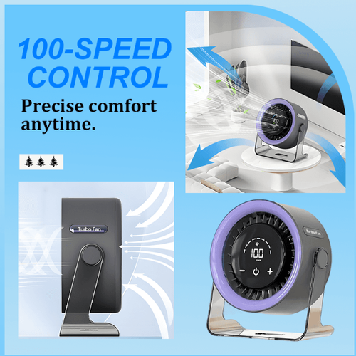🔥100-Speed Mini Desk Fan with Digital Display