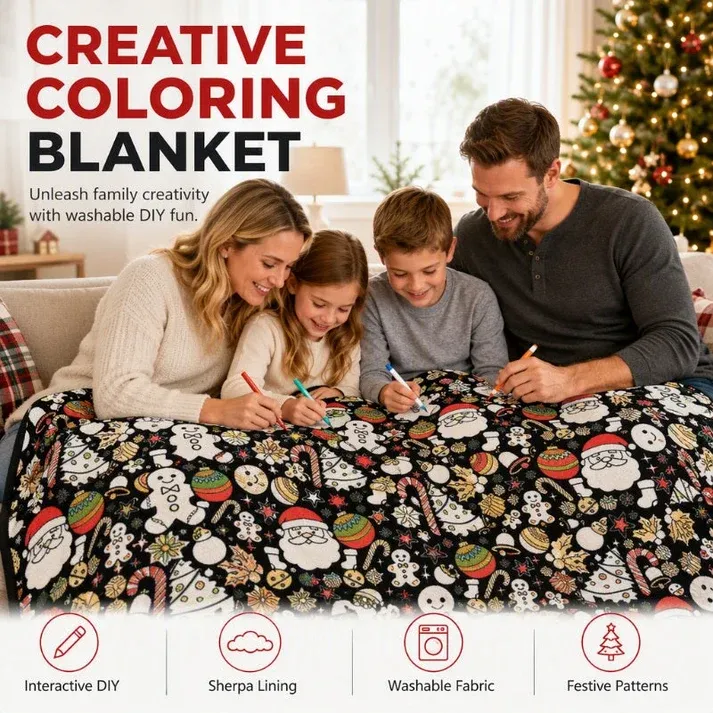 🎨Family DIY Coloring Blanket for All Ages🎁Perfect Gift For Family & Friends