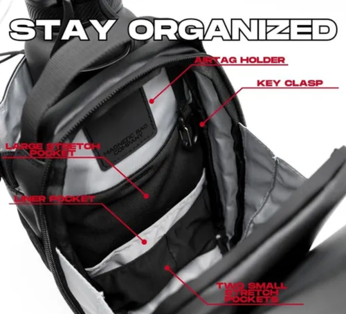 CustomWaterproof Nylon Zipper Magnet Phone Crossbody Pouch Sport Fitness Water Bottle Holder Magnetic Gym Bag for Gym with Strap