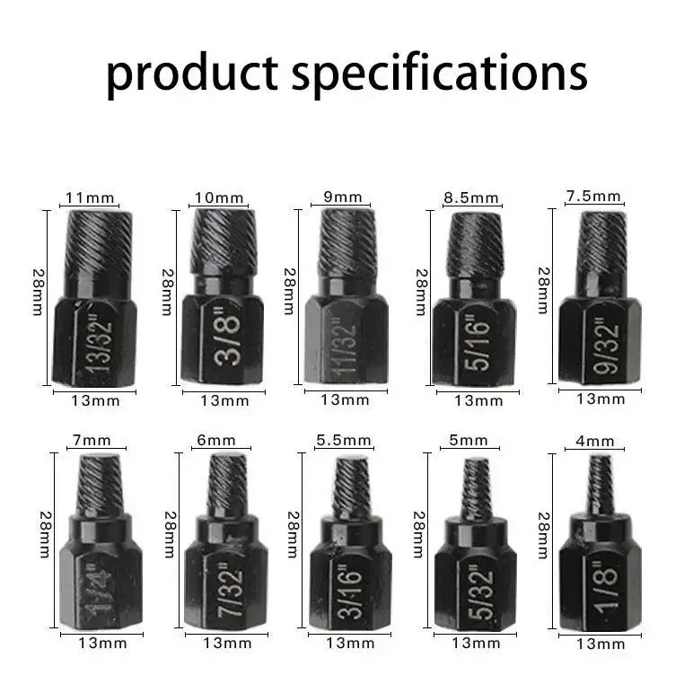 Broken Head Screw Hexagon Socket Bolt Removal Tool（10pcs per set）
