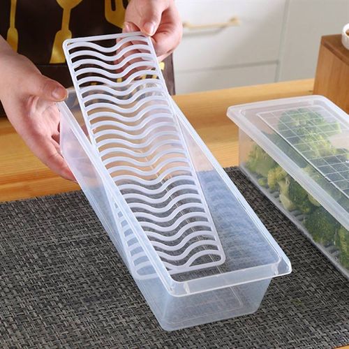 Kitchen Fridge Organizer Case Removable Drain Plate Tray for Keep Fruits Meat Fish Useful Food Fresh Storage Box（10PCS）
