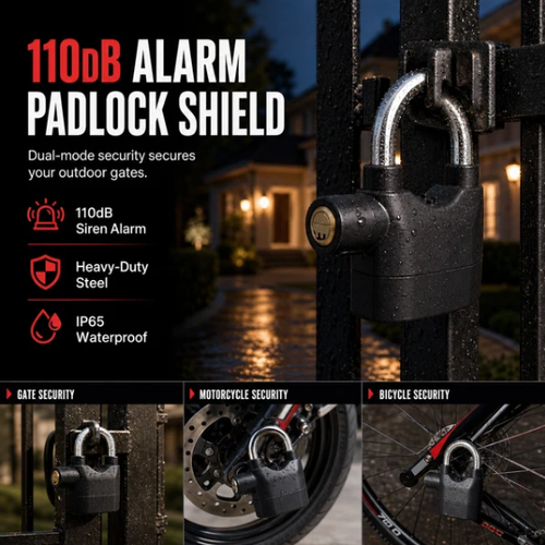 Heavy-Duty Aluminum Alloy Alarm Padlock（2ＰＣＳ）