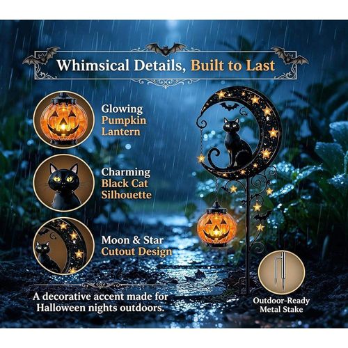 Solar-powered Halloween Pumpkin Moon Cat Ground Light